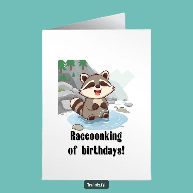 Free Printable Raccoon Birthday Card: Giggling Animal Downloadable Gift for Laughs