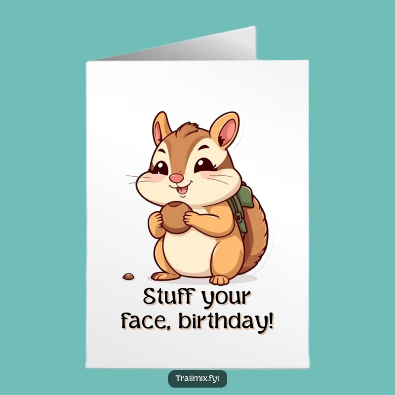 Funny Free Printable Birthday Card: Chipmunk Snack Stash - Hilarious Downloadable Gift