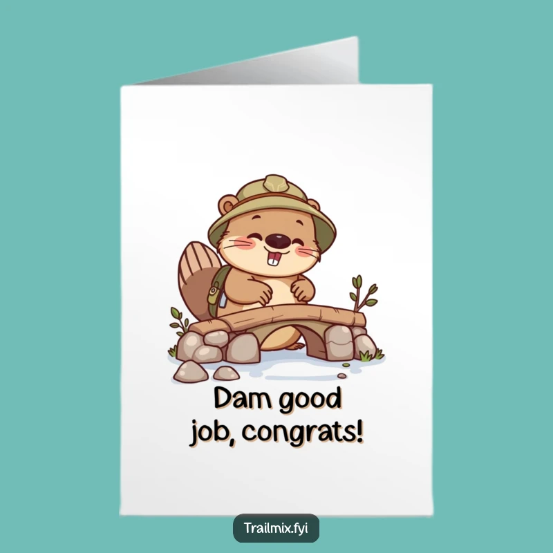 Free Printable Beaver Congrats Card: Clever Downloadable Achievement Gift