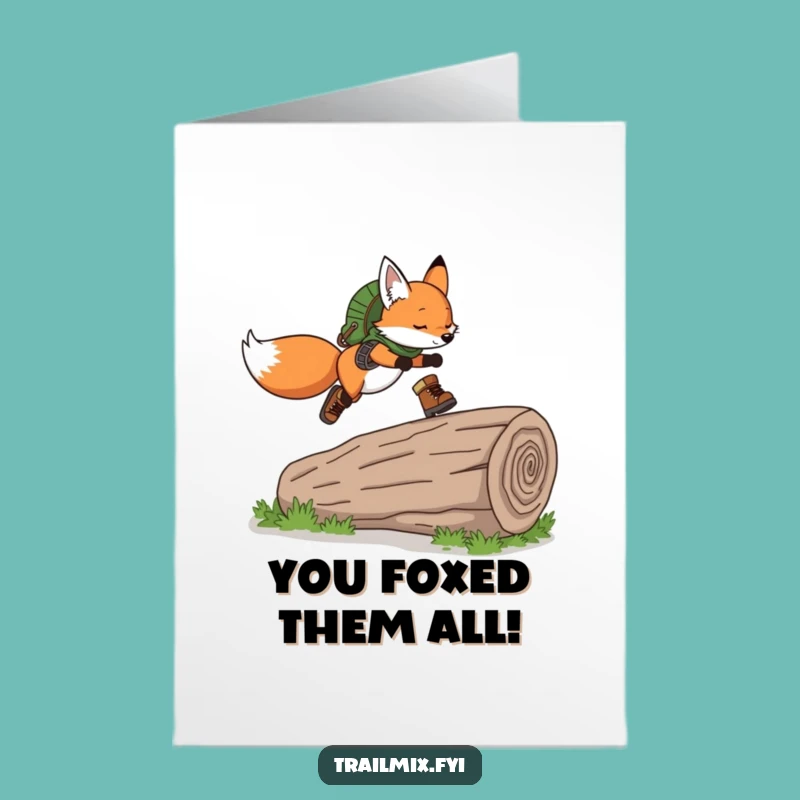 Free Printable Congrats Card: Fox Leaping - Dynamic Downloadable Greeting