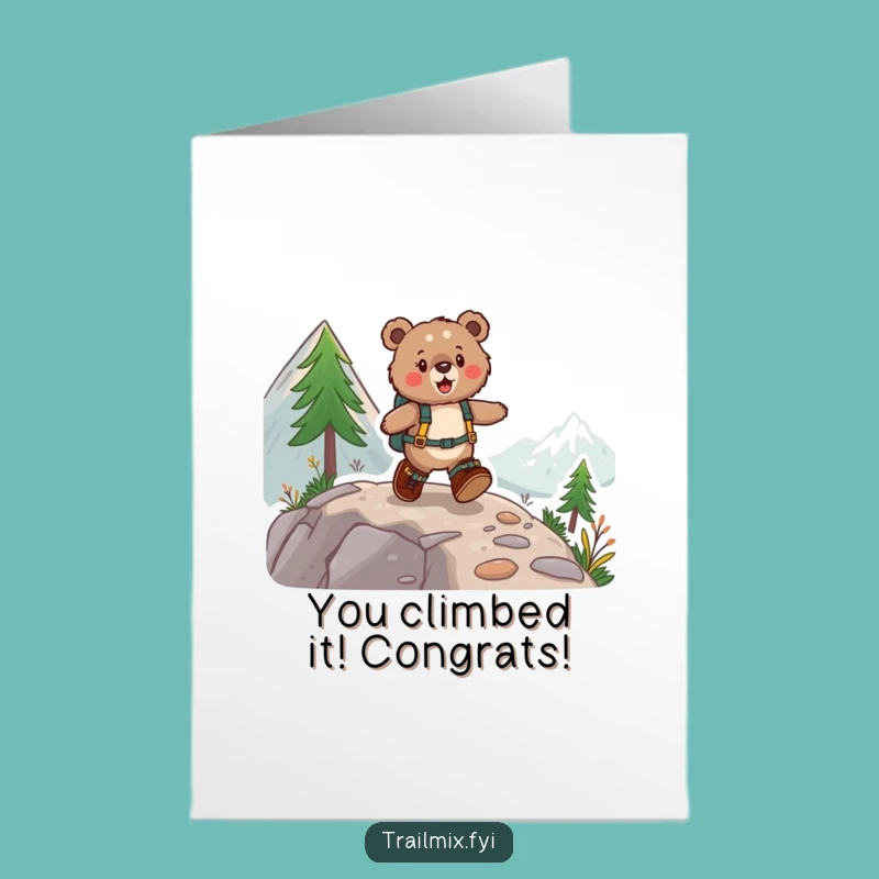Free Printable Congrats Card: Funny Bear's Mountain Climb DIY Gift