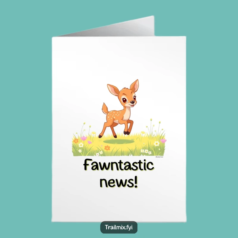 Free Printable Congrats Card: Gleeful Fawn Bounds, Downloadable Greeting for Celebrating Success