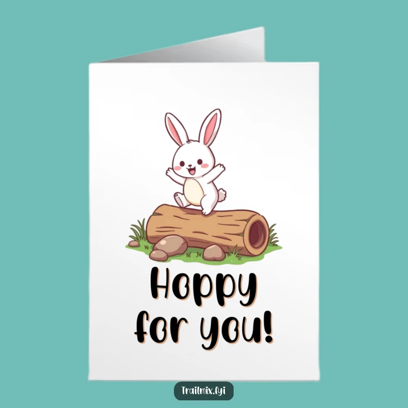 Free Printable Congrats Card: Jovial Rabbit Hop, Downloadable Greeting for Leaping Success