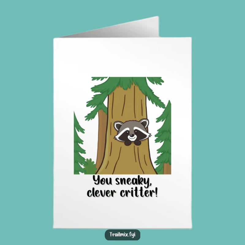 Free Printable Congrats Card: Mischievous Raccoon For Your Win, Downloadable Gift