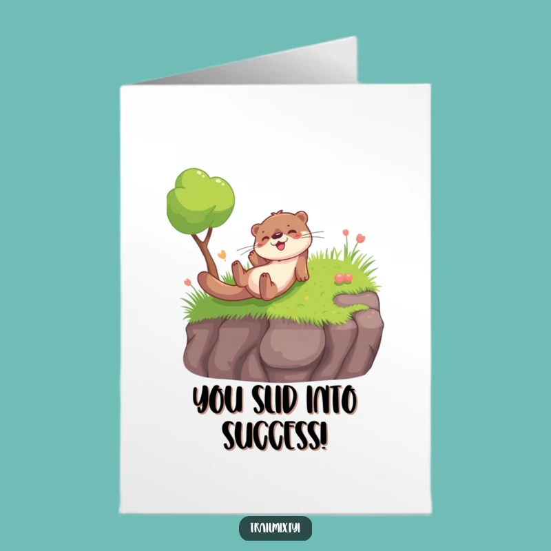 Free Printable Congrats Card: Sliding Otter, Fun Downloadable Gift Idea