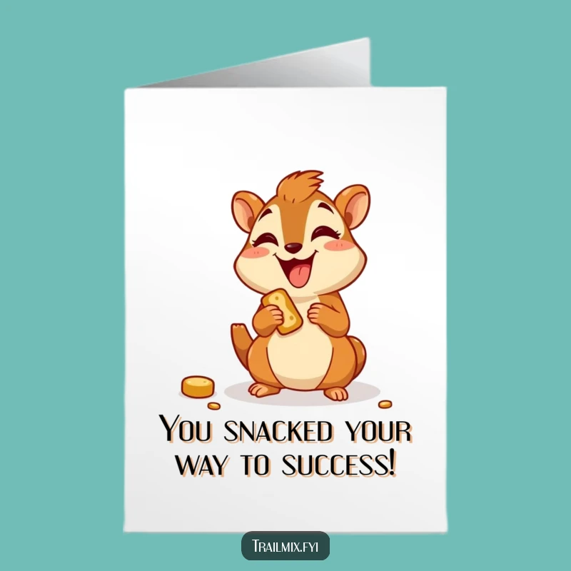 Free Printable Congratulations Chipmunk Card: Snack Your Way to Success Downloadable