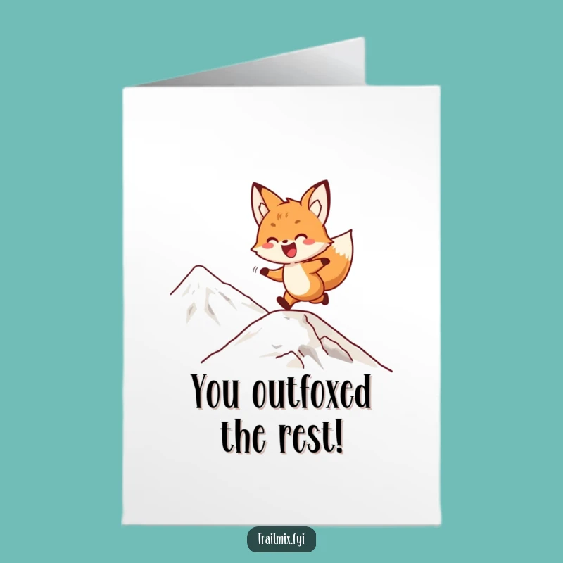 Free Printable Funny Fox Bounding Congrats Card - Energetic Downloadable Gift