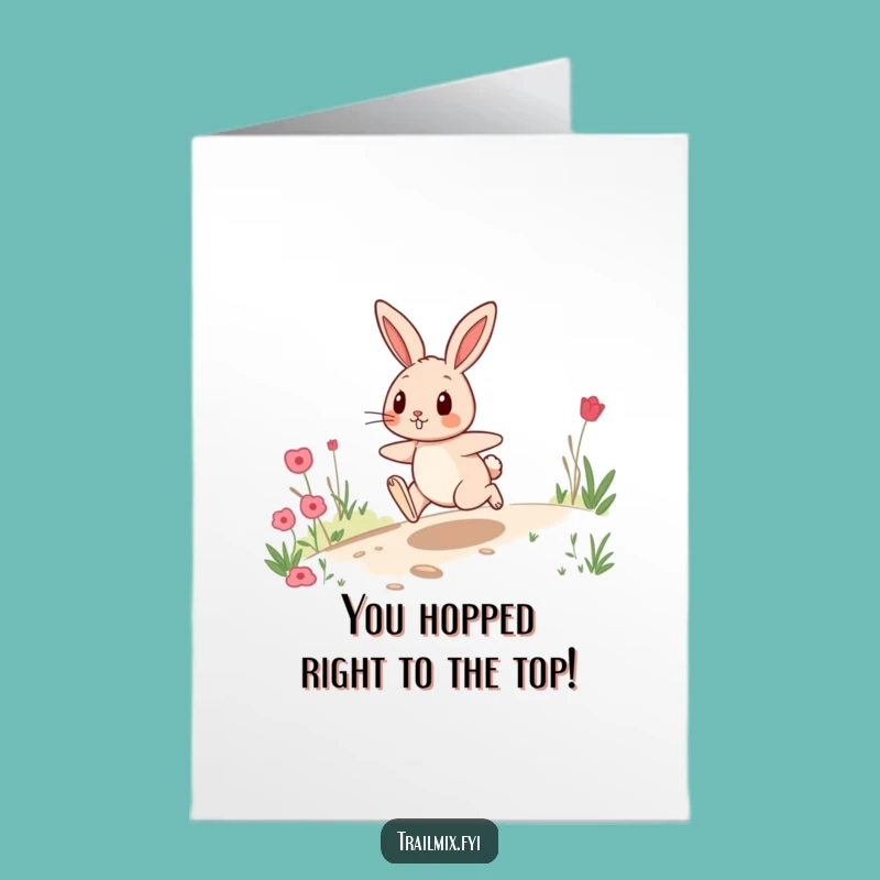 Free Printable Rabbit Congratulations Card: Funny Hopping Trail Downloadable Gift