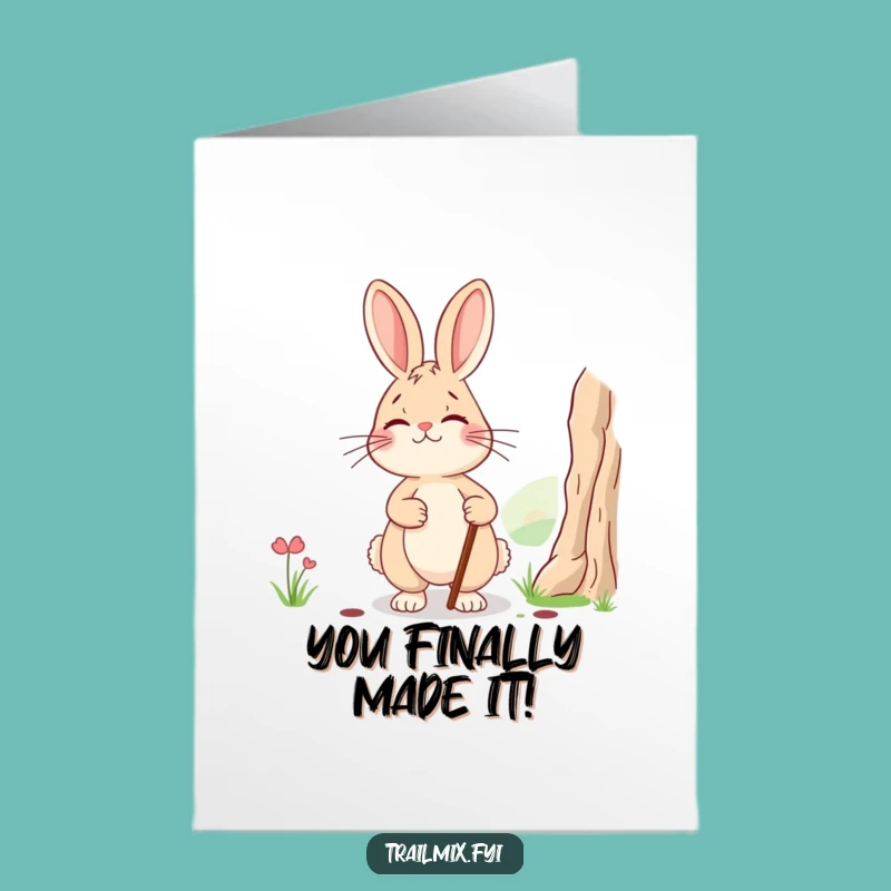 Free Printable Congrats Card: Relaxed Rabbit View Funny Downloadable Gift