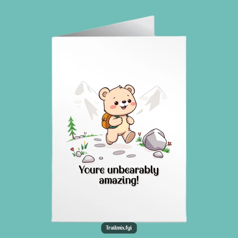 Free Printable Congrats Card: Bear Cub Skipping - Joyful Downloadable Greeting