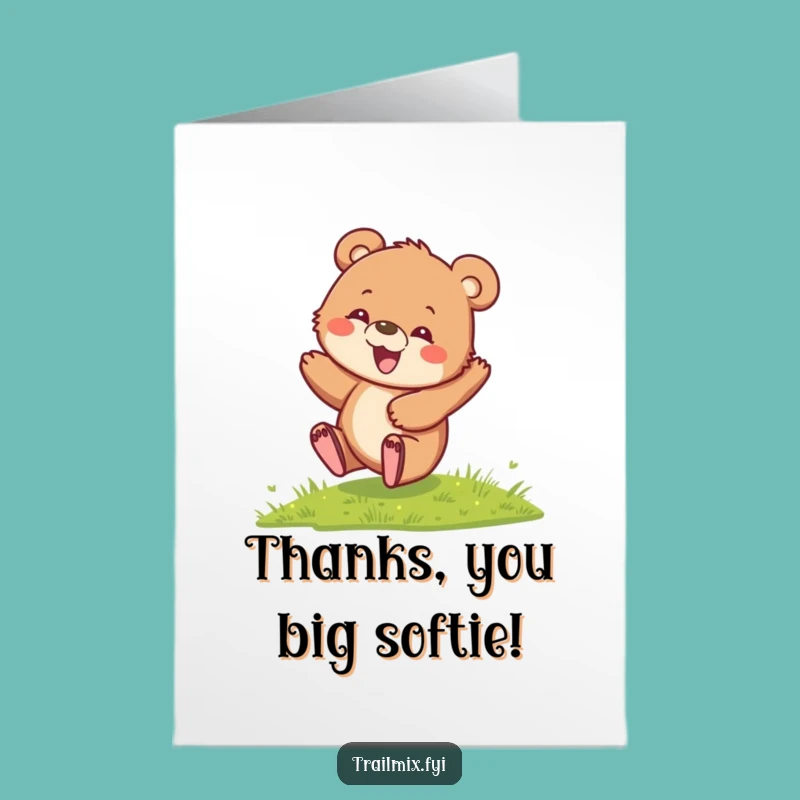 Free Printable Bear Cub Thank You Card: Playful Animal Downloadable Expressing Gratitude