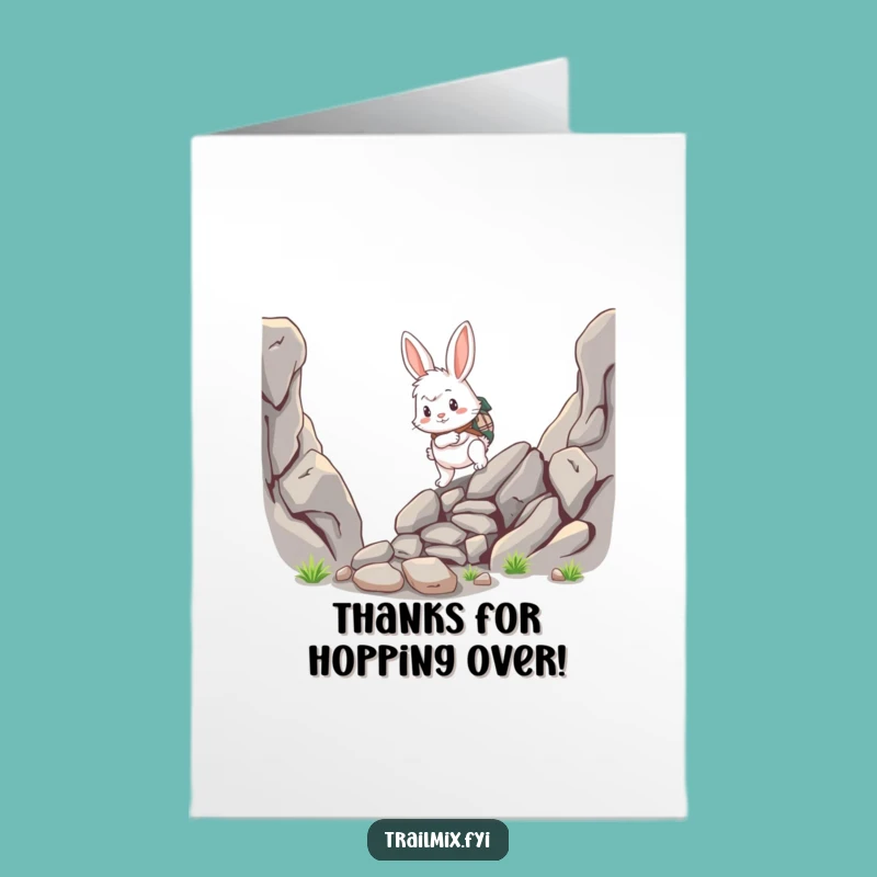 Free Printable Rabbit Thank You Card: Scrambling Adventurer Downloadable Gratitude