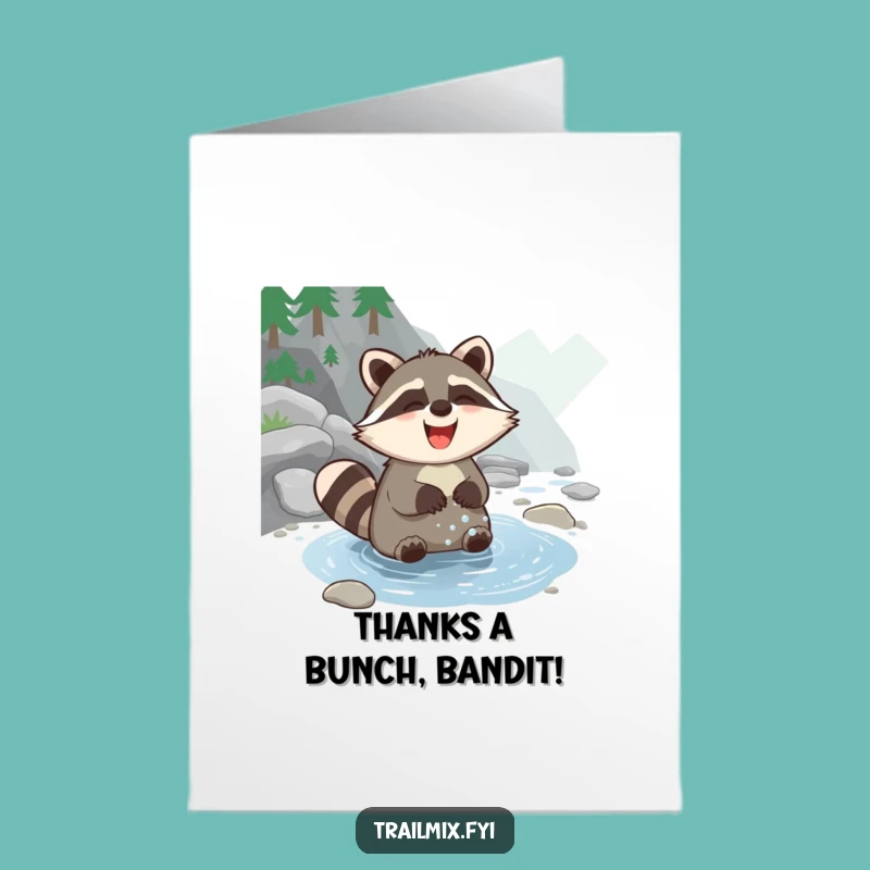 Free Printable Raccoon Thank You Card: Giggling Animal Downloadable Expressing Gratitude