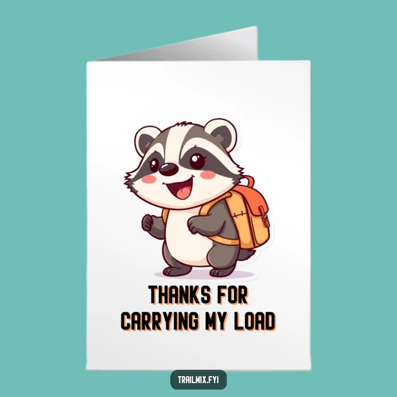 Free Printable Thank You Card: Badger's Thanks, Funny Travel Gift