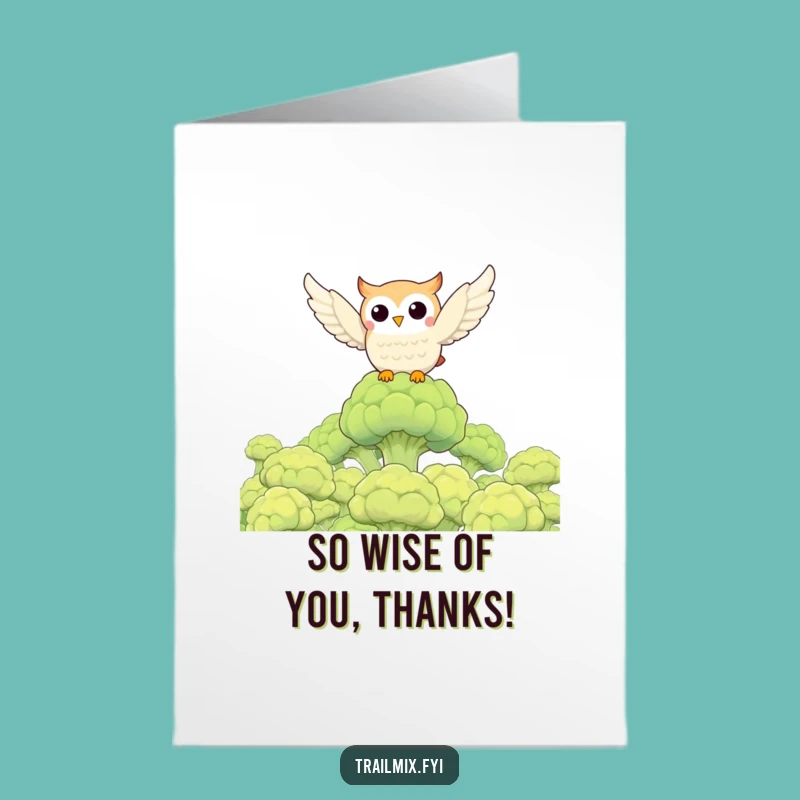 Free Printable Thank You Card: Funny Owl & Broccoli