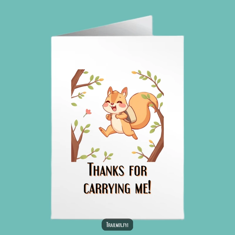Free Printable Thank You Card: Squirrel's Thankful Leap, Adventurous Downloadable Gift
