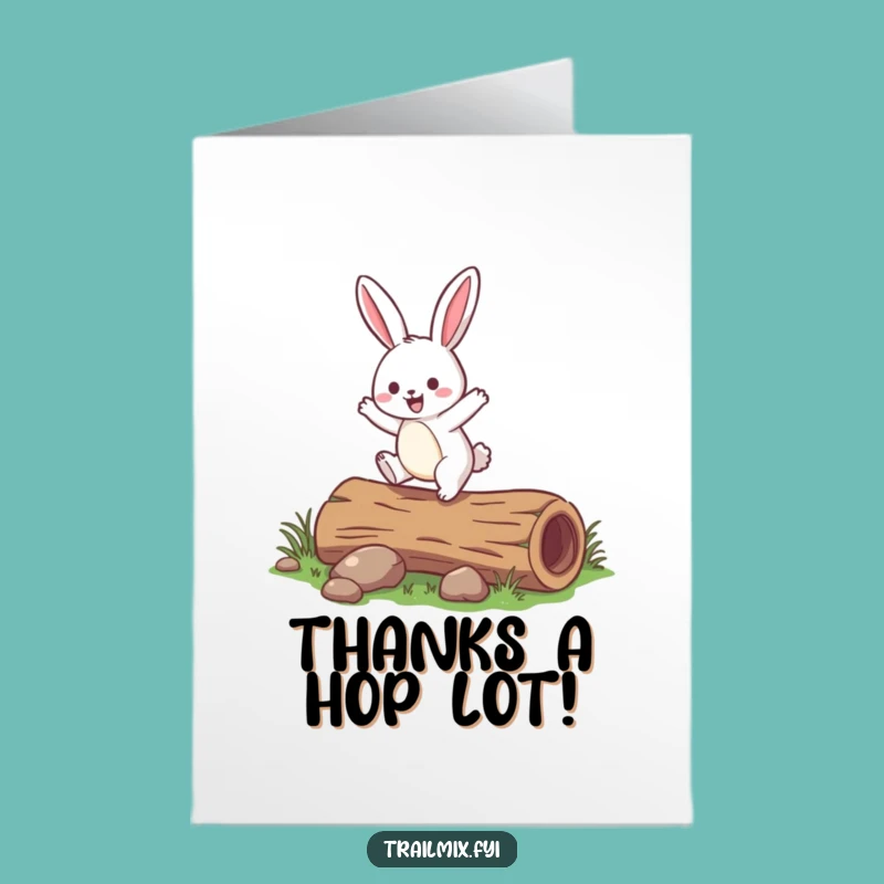 Free Printable Thank You Card: Happy Rabbit Hop, Downloadable Greeting for Grateful Jumps