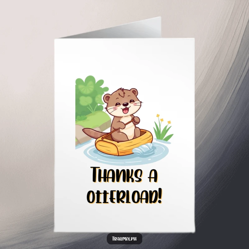 Funny Free Printable Thank You Card featuring a cheerful otter in a raft expressing gratitude, perfect for any occasion.
