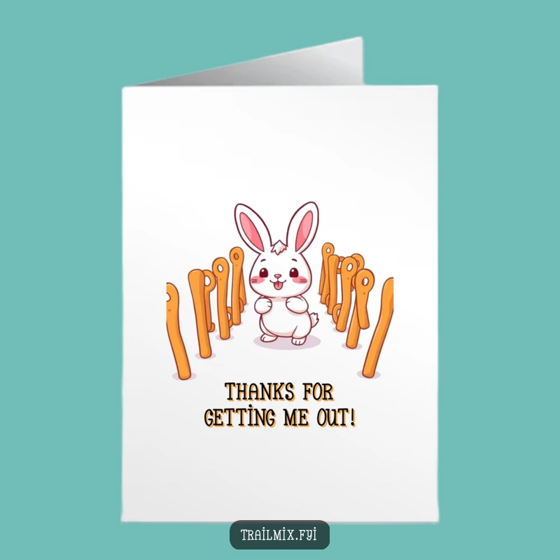 Free Printable Thank You Card: Rabbit In Pretzel Maze, Happy Downloadable Gift