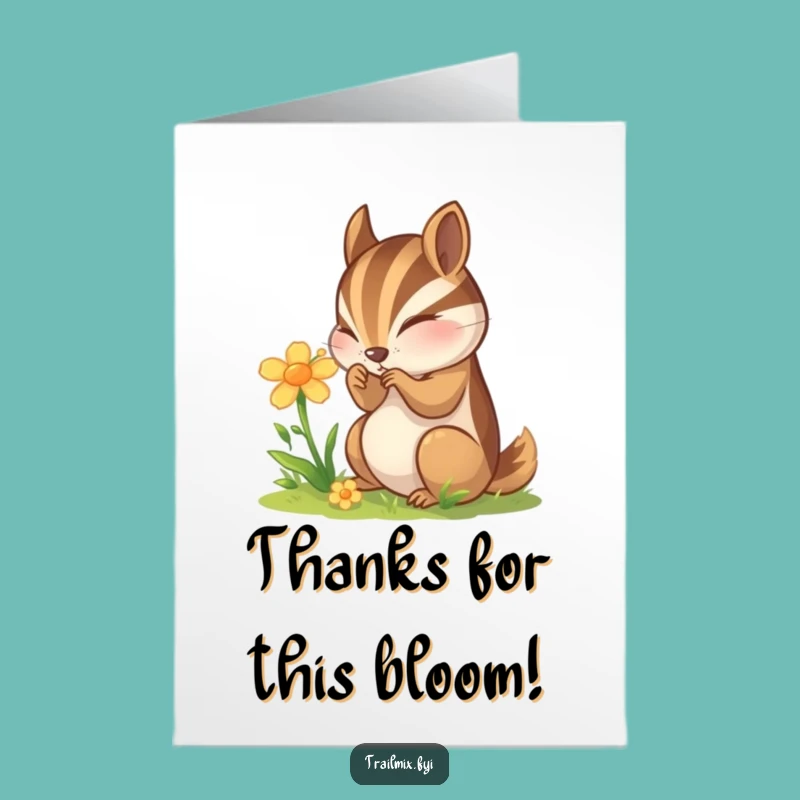 Free Printable Thank You Card: Chipmunk's Floral Thanks, Funny Downloadable Gift!