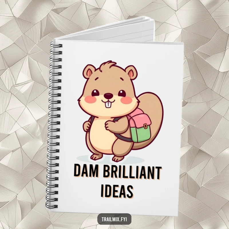 Funny notebook featuring a beaver with a backpack, perfect for jotting down plans, notes, and dreams with a touch of humor.