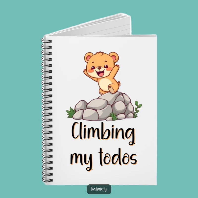 Funny Bear Cub Climbing Notebook: Cheerful Trail Journal Gift