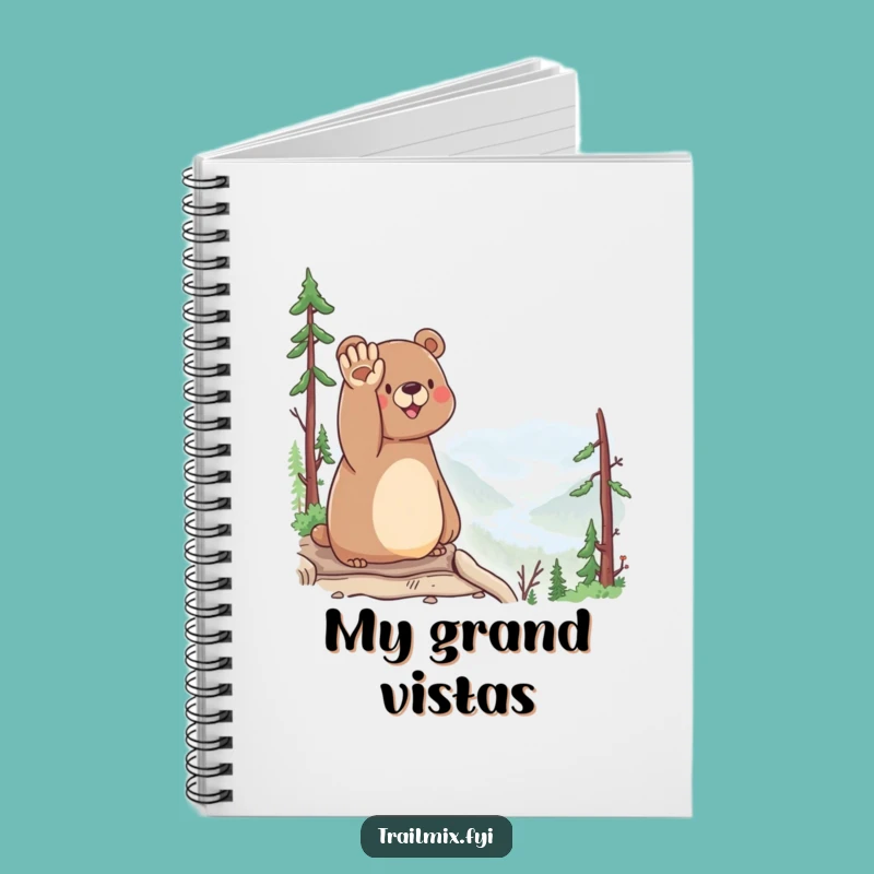 Funny Bear Waving Notebook - Journal Scenic Adventures & Happy Notes