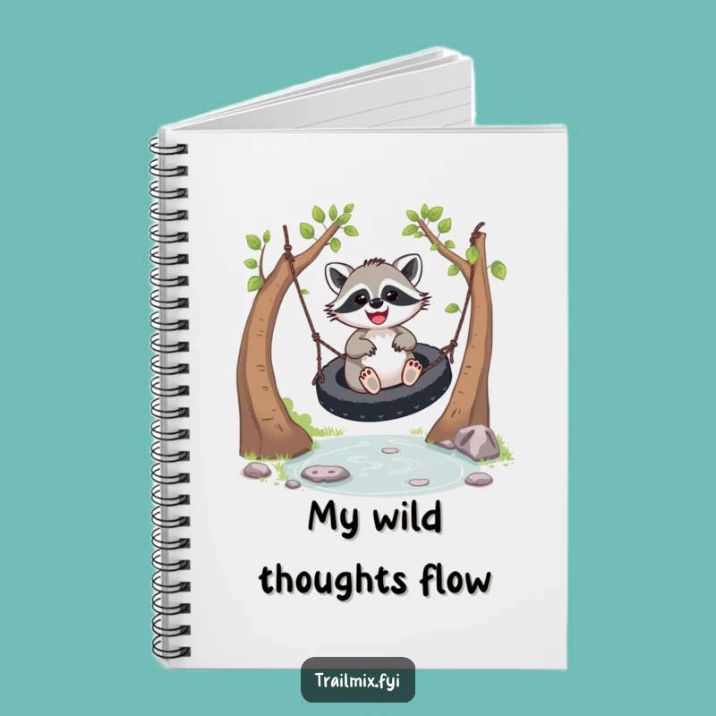 Funny Joyful Racoon Swing Journal - Whimsical Notebook Gift