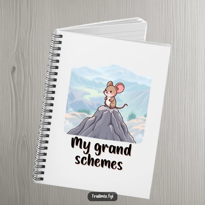 Funny Mouse Notebook: A happy little mouse surveys a vast landscape from a mountain peak, perfect for recording thoughts.