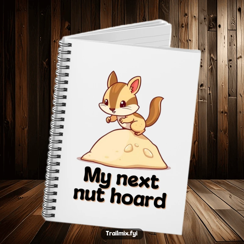 Funny chipmunk notebook with a determined character scurrying up a hill, perfect for capturing notes and ideas with a humorous touch.