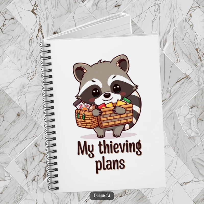 Funny Raccoon Notebook: A charming raccoon is busy packing a picnic basket with snacks, perfect for jotting down your own adventures.