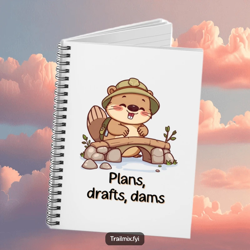 Funny beaver explorer notebook, busy building, durable cover, for planning projects and ideas.