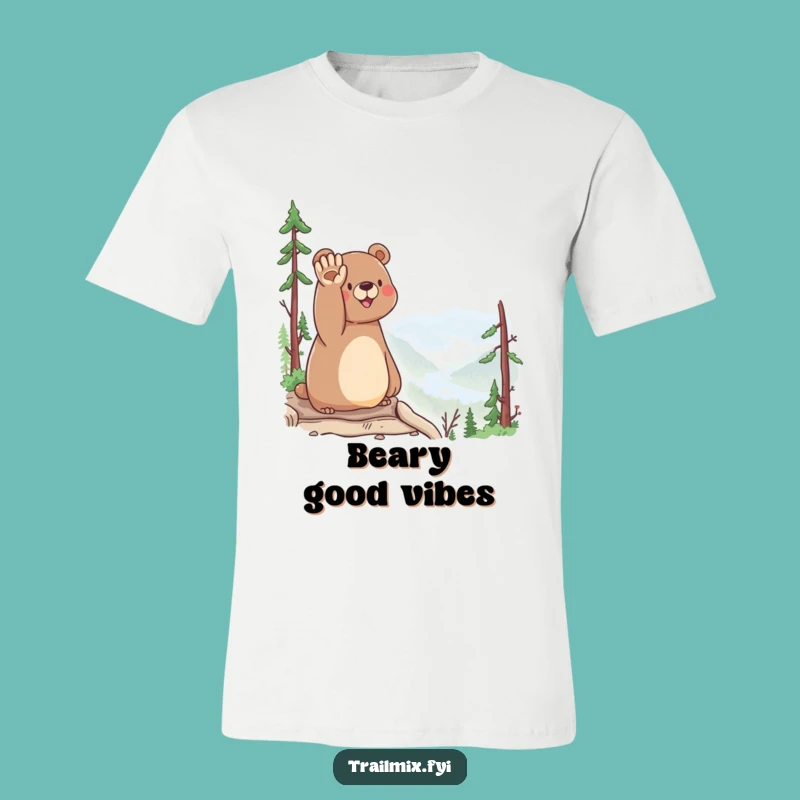 Funny Bear Waving T-Shirt - Happy Outdoor Greeting Apparel Gift