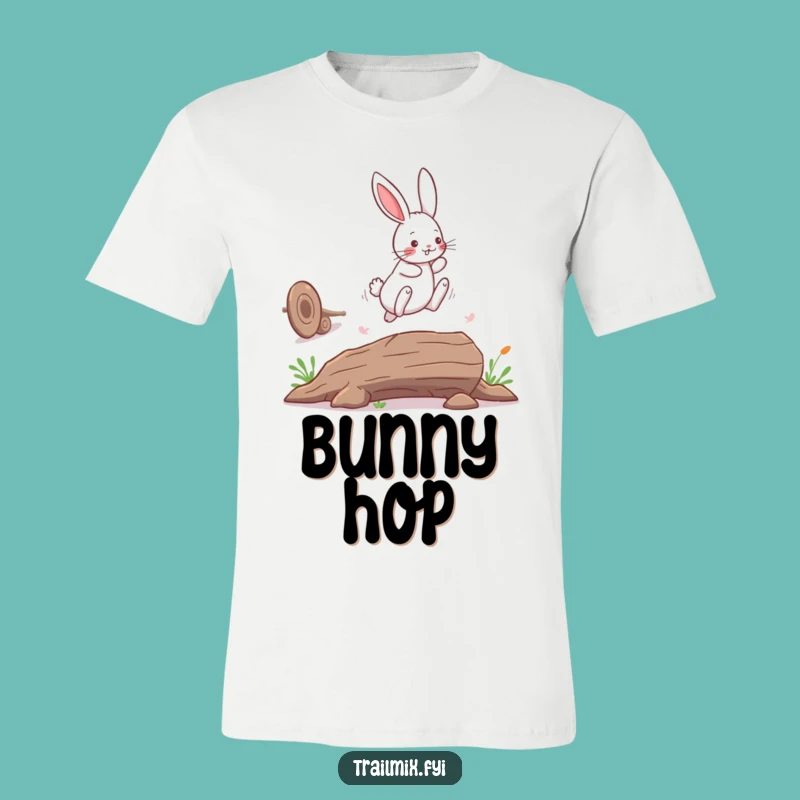 Funny Bunny Rabbit T-Shirt: Playful Leap & Log Jump Gift