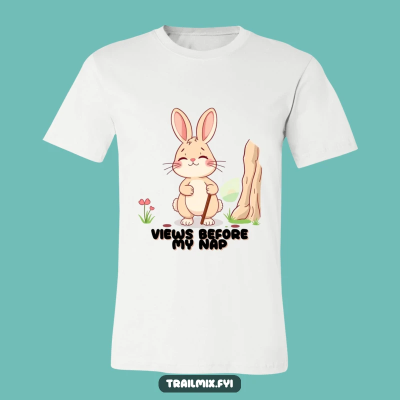 Funny Rabbit Resting T-Shirt: Adventures Peak Humor, Ideal Gift for Hikers