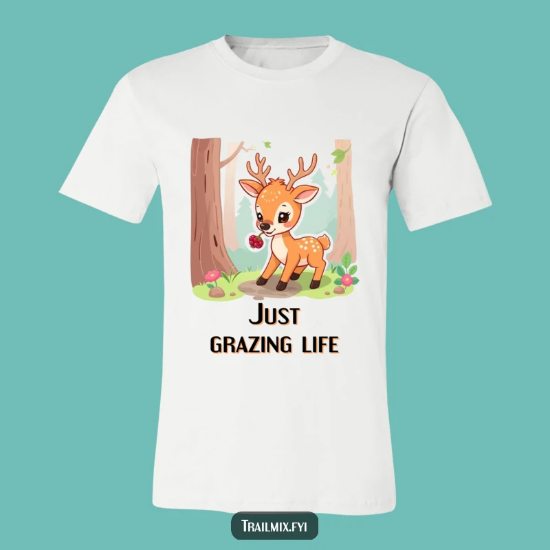 Funny Playful Deer T-Shirt: Forest Snack Tee, Ideal Funny Gift for Hikers