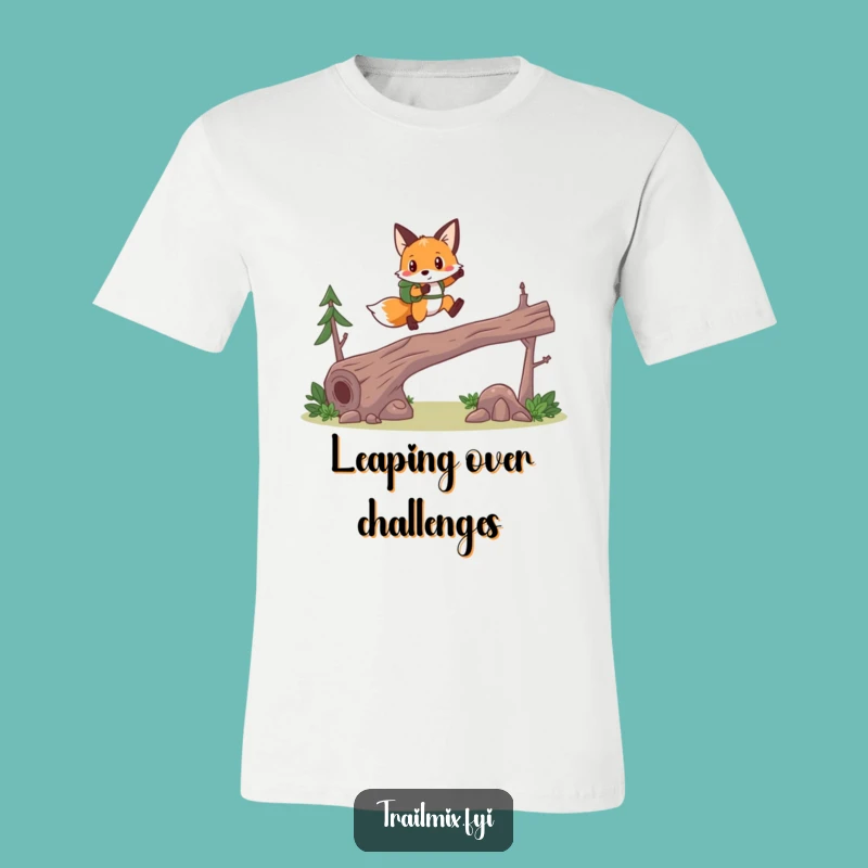 Funny Fox Hiker T-Shirt - Embrace Adventure with a Brave Leap