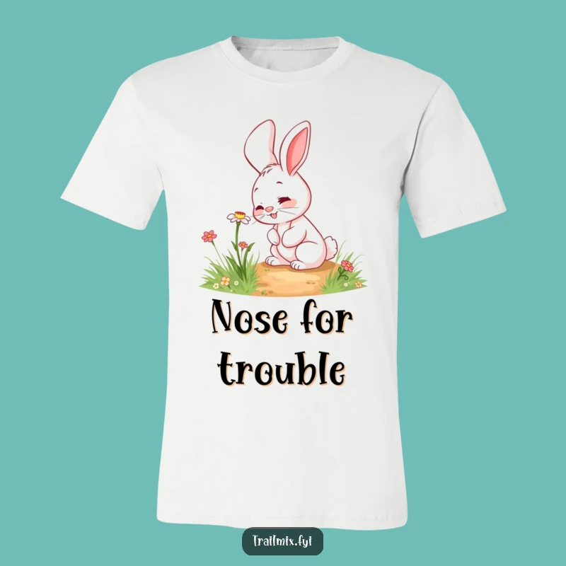 Funny Rabbit Flower Sniff Tee: Giggling Nature Lover Shirt Gift