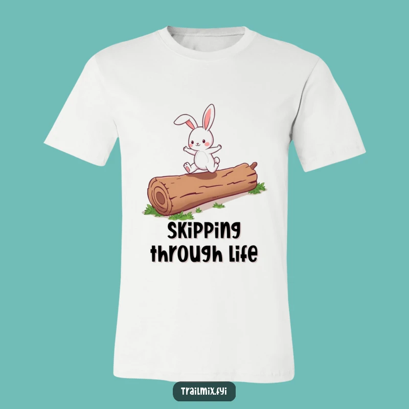 Funny Bunny Skipping Log T-Shirt - Energetic Fun Wear, Perfect Humorous Gift