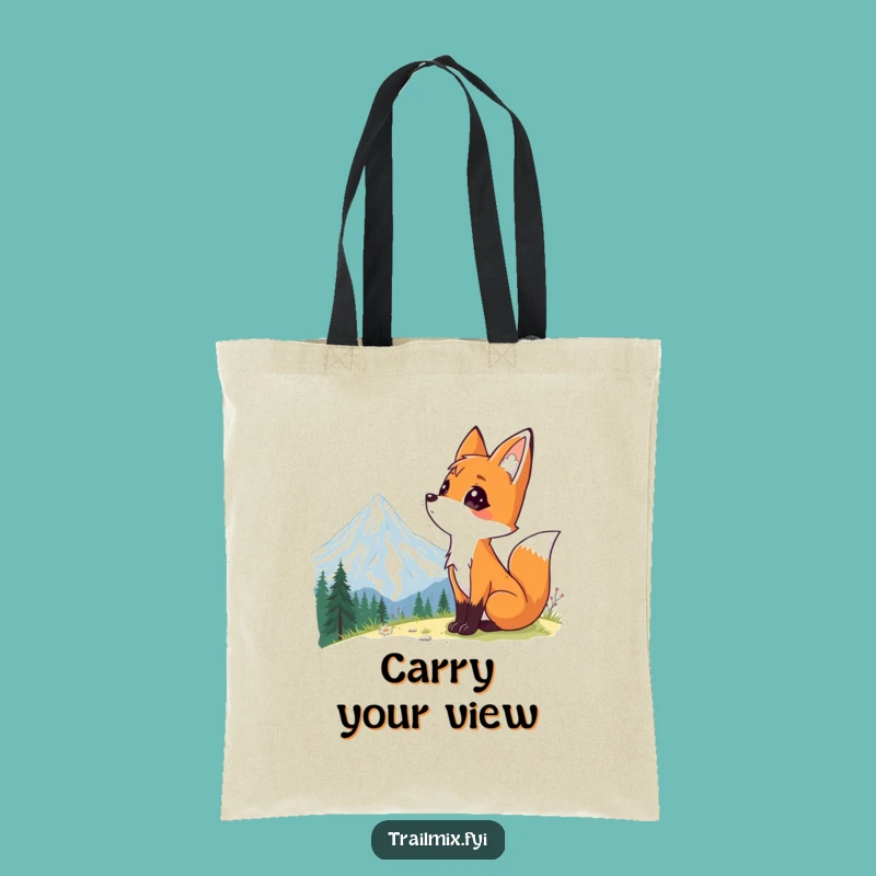 Funny Fox Adventure Tote: Curious Explorer's Mountain Vista Bag, Gift Idea