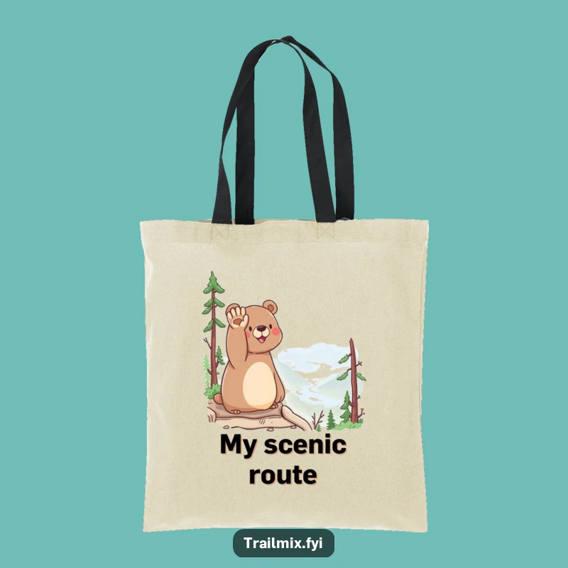 Funny Bear Waving Tote Bag - Eco-Friendly Scenic Companion