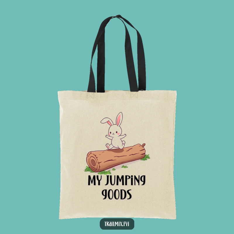 Funny Bunny Skipping Log Tote Bag - Whimsical Accessory, Perfect Humorous Gift