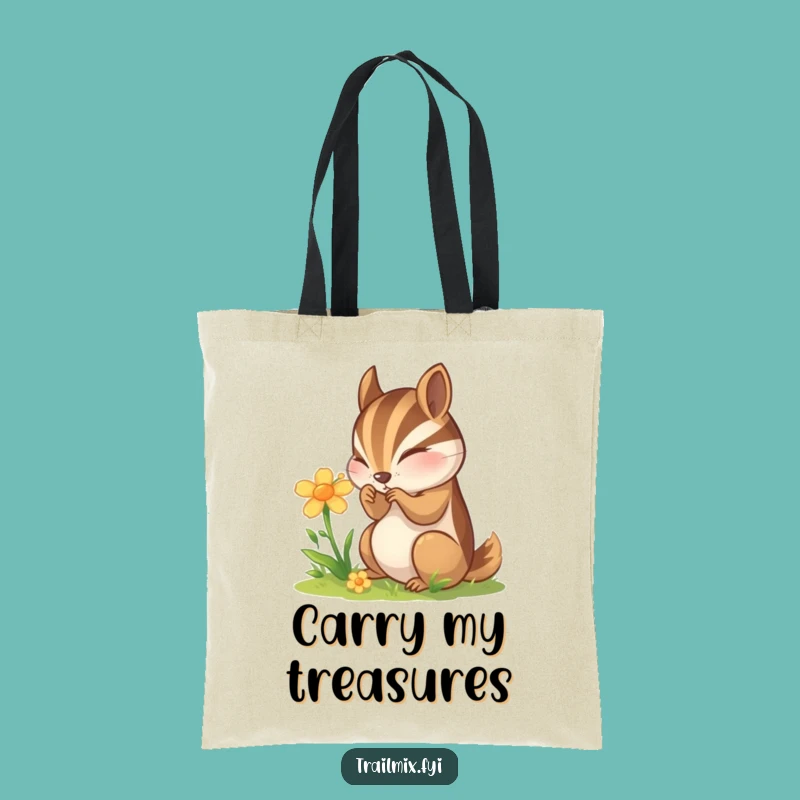 Funny Chipmunk Flower Tote Bag - Eco-Friendly & Curious Nature Hauler
