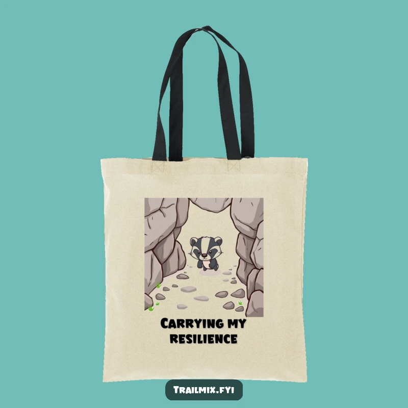 Funny Determined Badger Tote Bag, Rocky Path Carryall, Chic Funny Gift