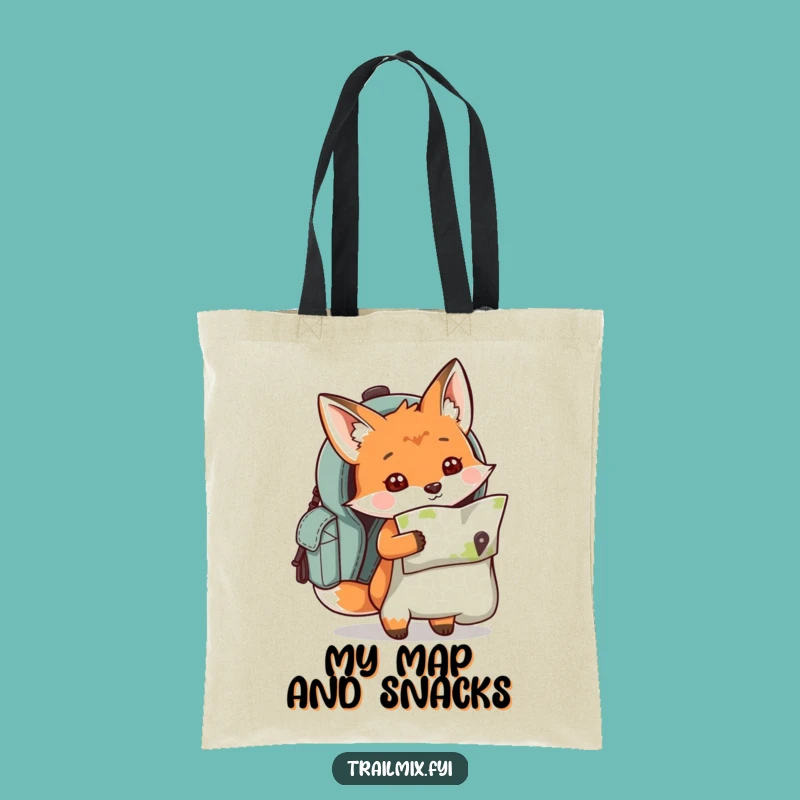 Funny Fox Map Backpack Tote Bag - Whimsical Explorer Bag, Perfect Humorous Gift